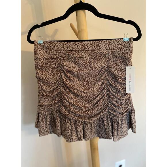 Urban Romantics Rayon Mini Skirt with Ruching and Ruffle Hem - Picture 1 of 5